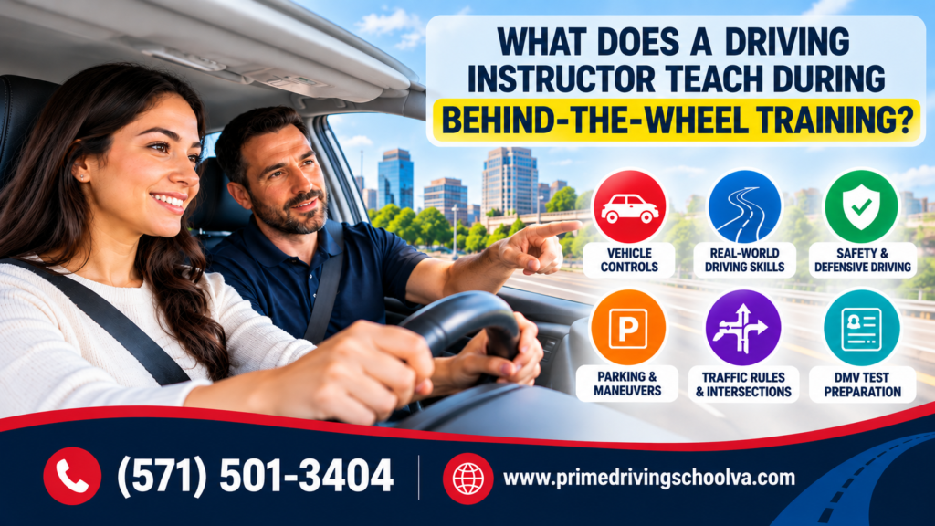 Driving Instructor Teach During Behind-the-Wheel Training